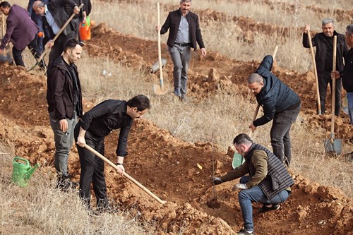 Elbistan OSB Bölgesinde 400 Ceviz ve 1000 Badem Fidesi Toprakla Buluşturuldu