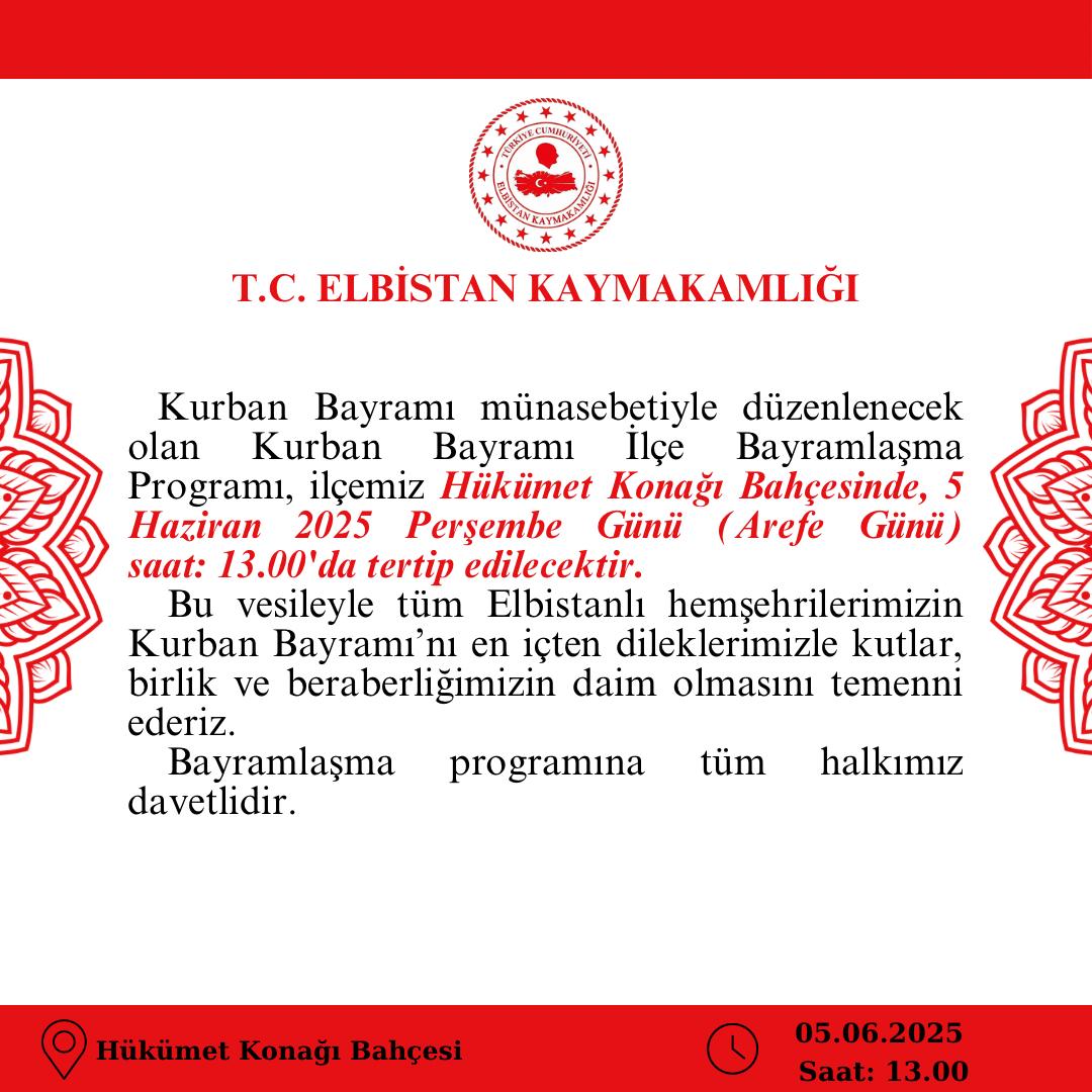 Kurban Bayramı İlçe Bayramlaşma Programı